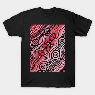 Aboriginal Art - Lizard Red T-Shirt